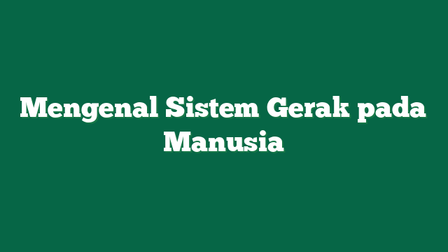Mengenal Sistem Gerak pada Manusia