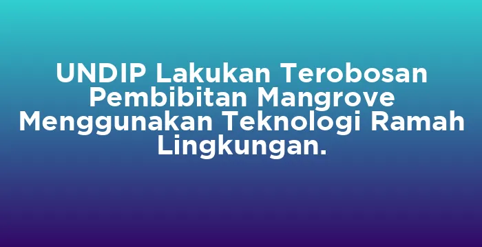 Featured image for UNDIP Lakukan Terobosan Pembibitan Mangrove Menggunakan Teknologi Ramah Lingkungan.
