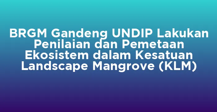 Featured image for BRGM Gandeng UNDIP Lakukan Penilaian dan Pemetaan Ekosistem dalam Kesatuan Landscape Mangrove (KLM)