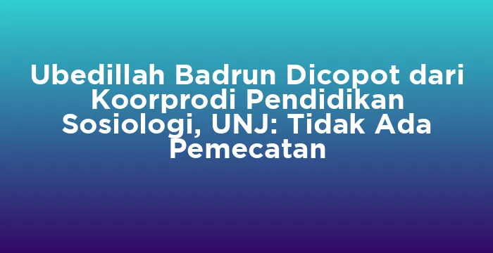 Featured image for Ubedillah Badrun Dicopot dari Koorprodi Pendidikan Sosiologi, UNJ: Tidak Ada Pemecatan