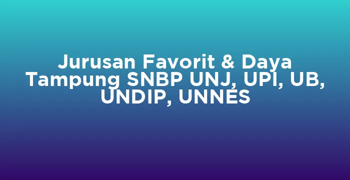 Featured image for Jurusan Favorit & Daya Tampung SNBP UNJ, UPI, UB, UNDIP, UNNES