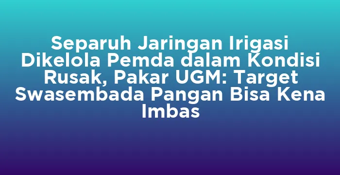 Featured image for Separuh Jaringan Irigasi Dikelola Pemda dalam Kondisi Rusak, Pakar UGM: Target Swasembada Pangan Bisa Kena Imbas