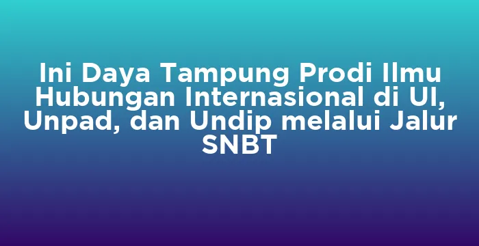 Featured image for Ini Daya Tampung Prodi Ilmu Hubungan Internasional di UI, Unpad, dan Undip melalui Jalur SNBT