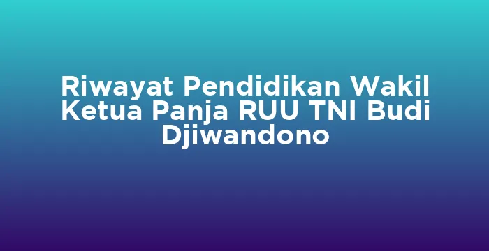 Featured image for Riwayat Pendidikan Wakil Ketua Panja RUU TNI Budi Djiwandono